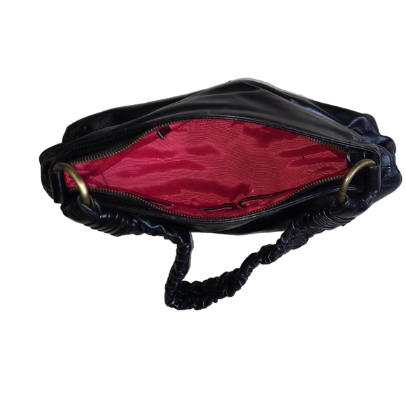 Elliott Lucca Black Leather Evening Purse, Black Leather Shoulder Bag - Picture 3 of 4